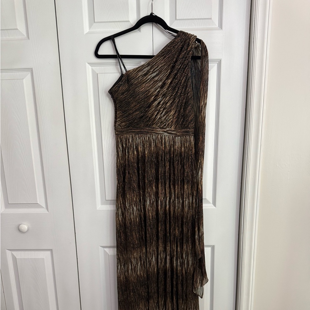 Vince Camuto Metallic Brown One-Shoulder Dress